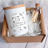 15th Crystal Wedding Anniversary Candle Personalised Gift for Couples with Names & Date Romantic Gift for Parents Mum Dad Grandparents