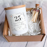 25th Silver Wedding Anniversary Candle Personalised Gift for Couples with Names Date 25 Years of Marriage Keepsake for Parents Grandparents