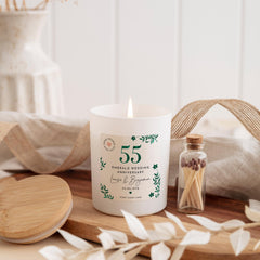 55th Emerald Wedding Anniversary Gift Scented Candle 55 Years Marriage Personalised Gift for Mum & Dad Grandparents with Names and Date