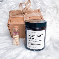 Funny scented soy wax candle gift set for mum Mum's last nerve Oh look... It's on fire Mother's Day Christmas Birthday first gift for mummy happyinky