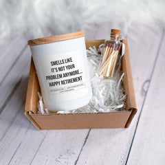 Retirement gift, Scented Candle, Smells like it's not your problem anymore... Happy Retirement, Funny Retirement Gift Box for Her Him happyinky