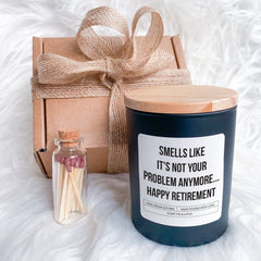 Retirement gift, Scented Candle, Smells like it's not your problem anymore... Happy Retirement, Funny Retirement Gift Box for Her Him happyinky