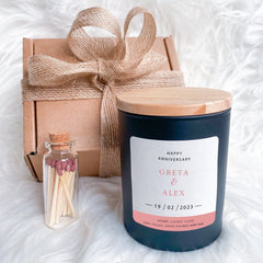 Anniversary candle for couple with names and date, Wedding Anniversary or Engagement Gift Soy Wax Scented Candle, Mr Mrs On Your Day