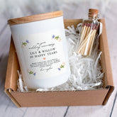 Anniversary candle for couple with names and text Wedding Anniversary Gift Soy Wax Scented Candle 10 20 30 40 50 60 70 wedding anniversary
