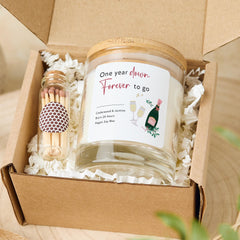 Anniversary Candle Gift for Wife Girlfriend One Year Down Forever to Go Husband Boyfriend Couple First Wedding Anniversary Keepsake