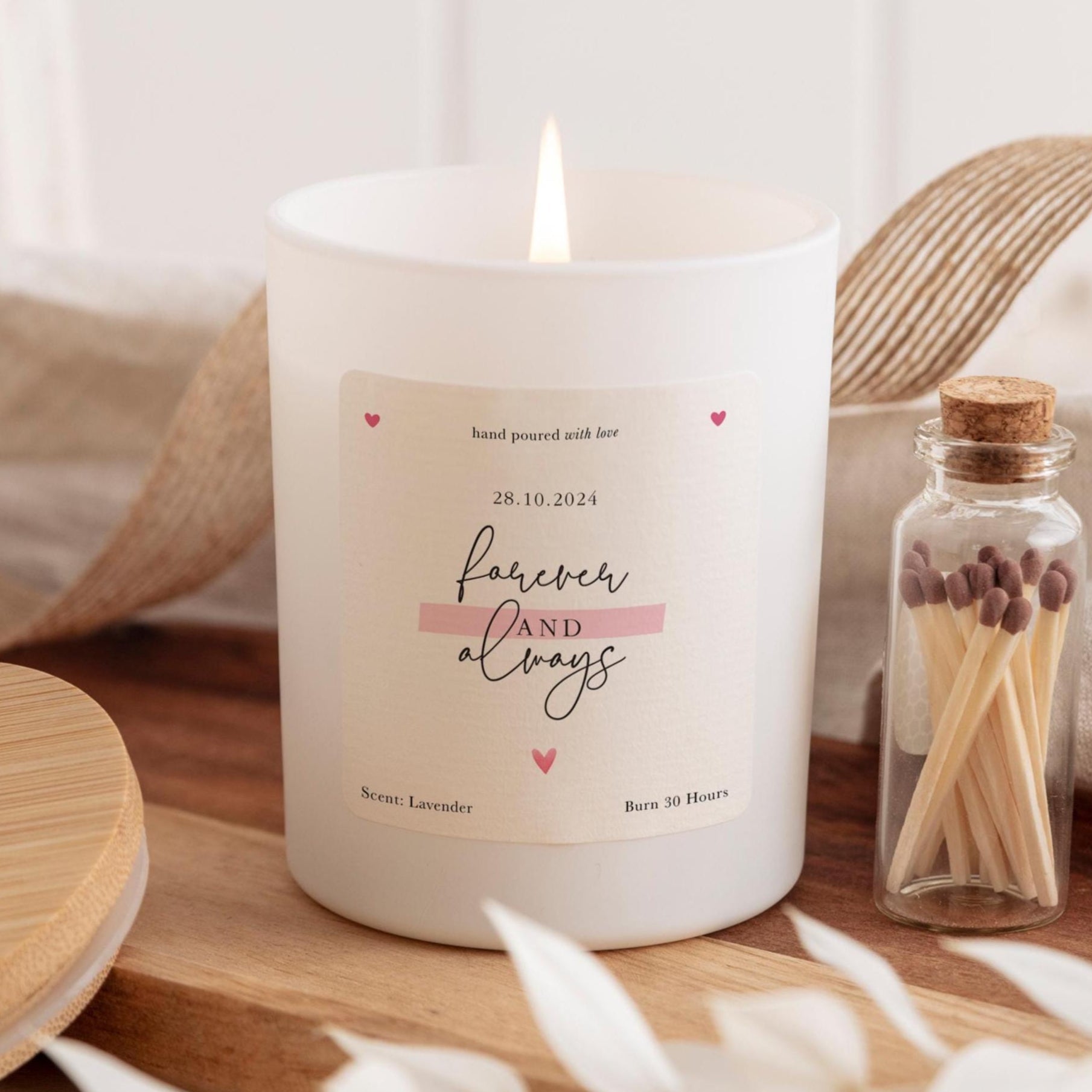 Anniversary Gift for her wife girlfriend partner Scented Candle Personalised Romantic Gift with Date for Couples Wedding Valentine's Day