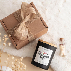 Best teacher ever scented candle gift with FREE GIFT BOX and matches jar Personal thank you gift End of term present Teacher appreciation