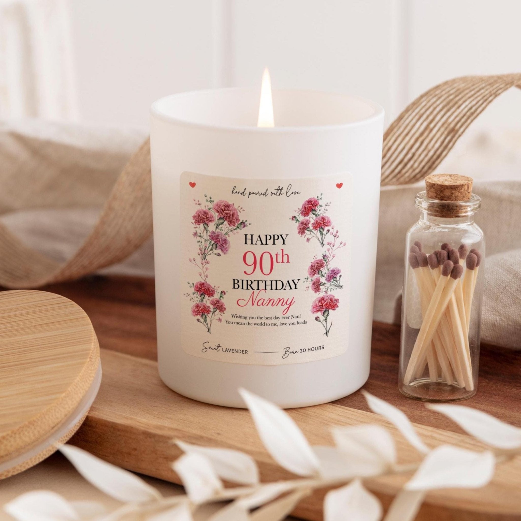Birthday Candle Gift for Her Mum Nanny Auntie Floral Scented Gift for 70th 80th 90th or Any Age Present for Family Nan Nanny Gran Granny