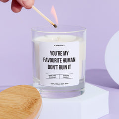Cheeky Candle Gift for Her Girlfriend Friend Wife You're My Favourite Human Don't Ruin It Funny Keepsake for Partners Colleagues