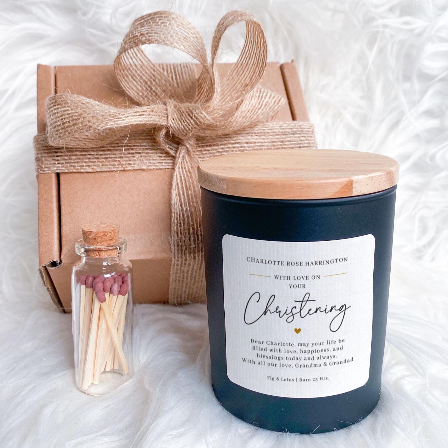 Christening Day Scented Candle Gift With Love on Your Christening Sentimental Present from Grandparents Family or Godparents for Baptism