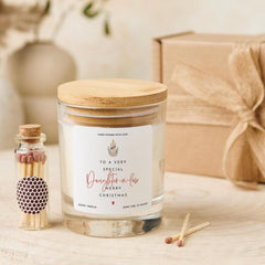 Christmas Gift for Daughter in Law Vegan Soy Wax Candle with Bamboo Lid Free Gift Package with Mini Matches Jar