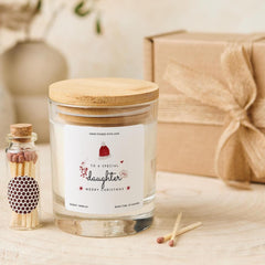 Christmas Gift for Daughter Vegan Soy Wax Candle with Bamboo Lid Free Gift Package with Mini Matches Jar