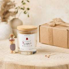 Christmas gift for Grandfather Vegan Soy Wax Candle with Bamboo Lid Free Gift Package with Mini Matches Jar