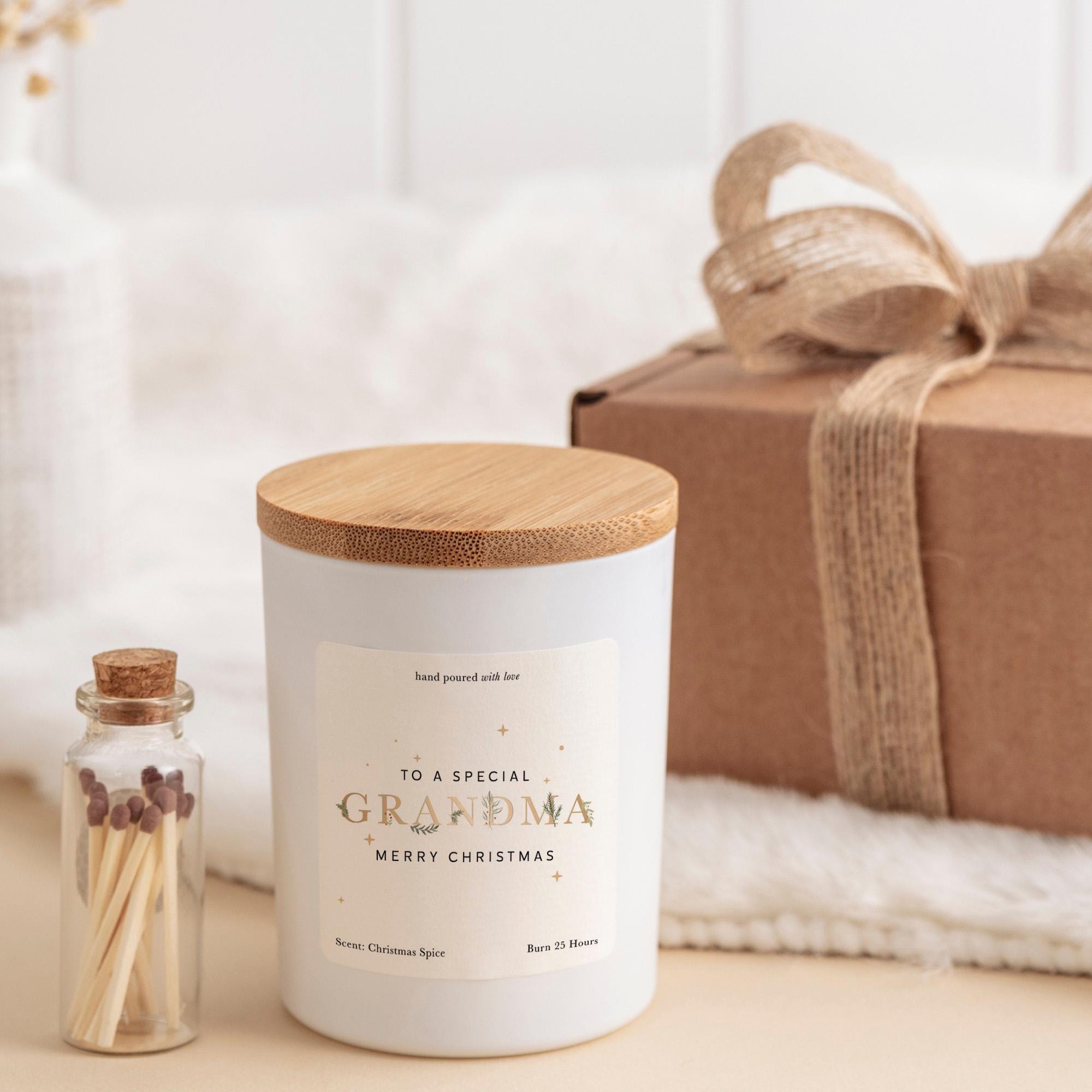 Christmas Gift for Grandma Vegan Soy Wax Candle Free Gift Box with Matches Thoughtful Xmas Present for Nanny