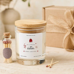 Christmas Gift for Sister Vegan Soy Wax Candle with Bamboo Lid Free Gift Package with Mini Matches Jar