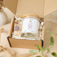 Christmas Gift for Stepsister Vegan Soy Wax Candle with Bamboo Lid Free Gift Package with Mini Matches Jar