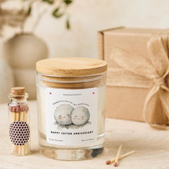 Cotton Anniversary Candle Gift Set for Wife Girlfriend Adorable Keepsake for 2nd Wedding Anniversary Wrapped in Love for Two Wonderful Years