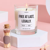 Divorce Candle Gift Free at Last Legally Funny Keepsake for Breakup New Beginnings Celebrating Freedom Vegan Soy Wax Candle Cheer Up Gift