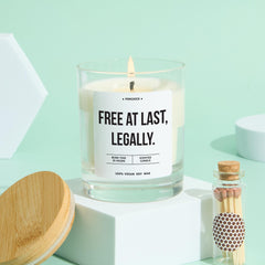 Divorce Candle Gift Free at Last Legally Funny Keepsake for Breakup New Beginnings Celebrating Freedom Vegan Soy Wax Candle Cheer Up Gift