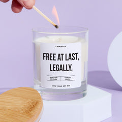 Divorce Celebration Scented Candle Gift for Friend Breakup Candle Free At Last Legally Funny Keepsake for Clients, Friends & Fresh Starts