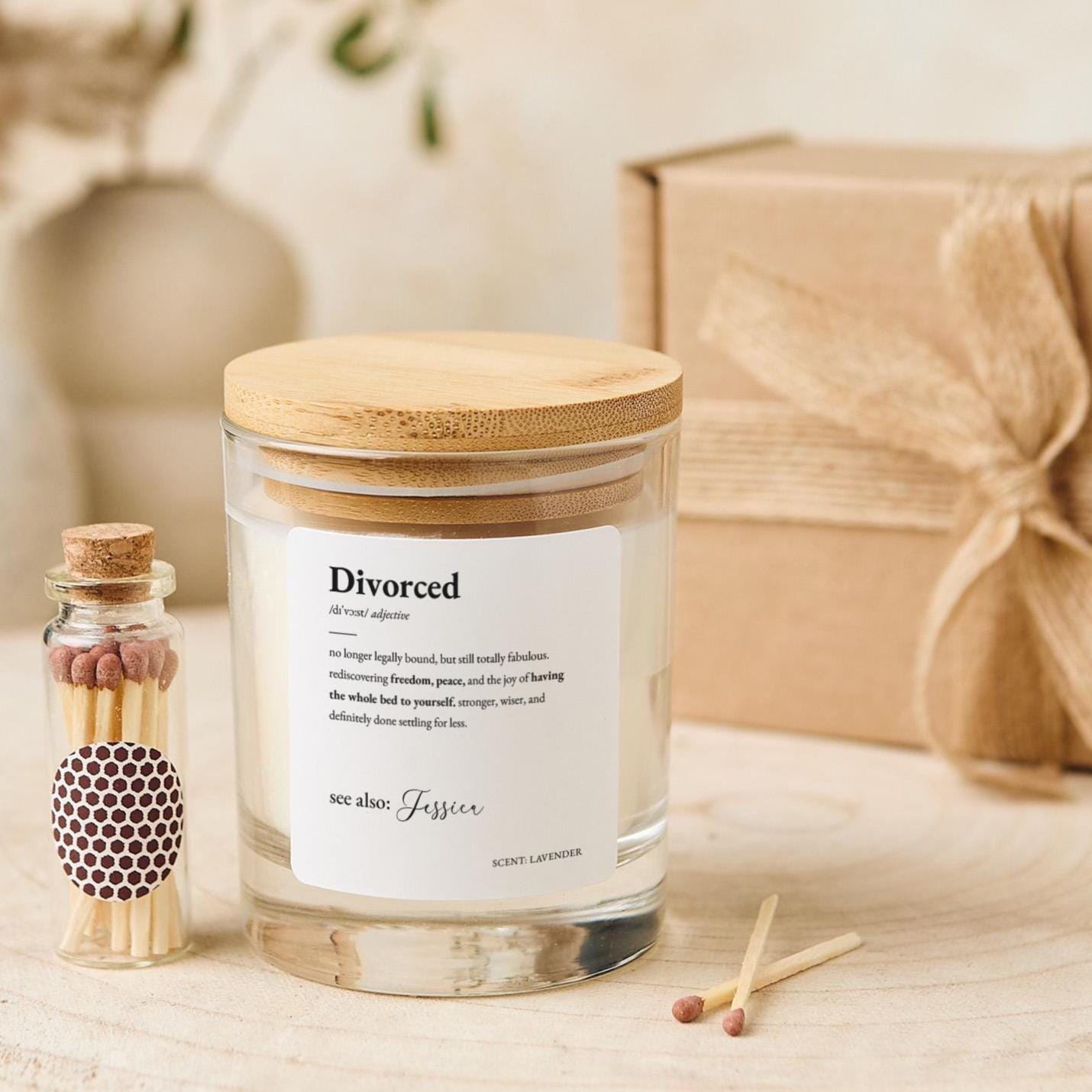 Divorced Candle Gift Set Funny New Chapter Keepsake for Divorce Party Breakup Celebration or Fresh Start Present for Friend Vegan Soy Wax