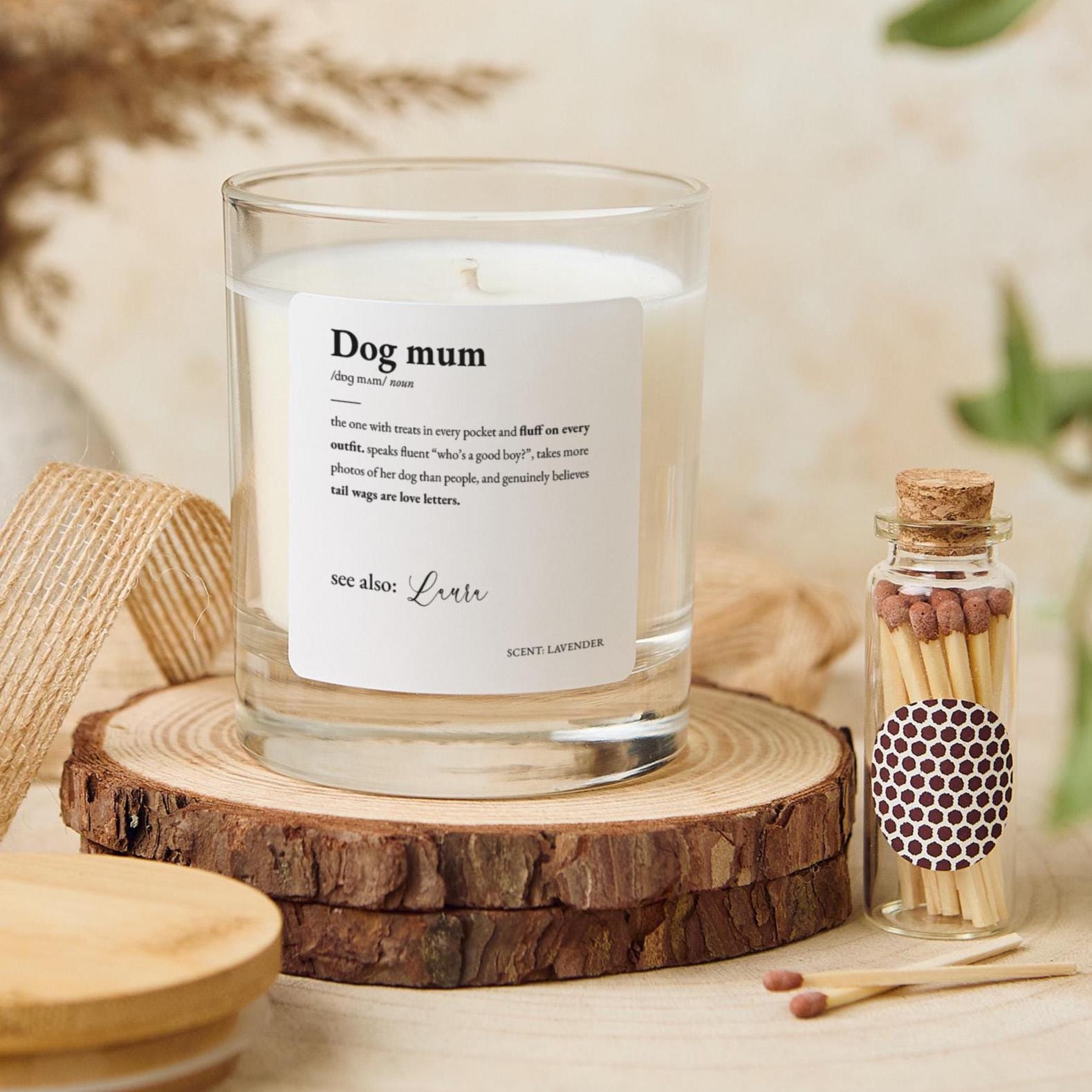 Dog Mum Candle Gift Funny Pet Lover Keepsake for Birthday Mother’s Day Christmas Present for New Pet Owner Gift Crazy Dog Lady