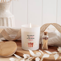 Empowering Candle Gift for Her | "She Believed She Could So She Bloody Nailed It" | Exam Success, Graduation, Congrats Gift