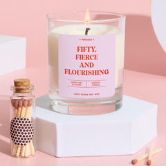 Fabulous 50th Birthday Scented Candle Gift Hello Fifty Present Keepsake for Her Mum Friend Fifty and Fabulous