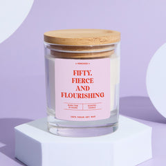 Fabulous 50th Birthday Scented Candle Gift Hello Fifty Present Keepsake for Her Mum Friend Fifty and Fabulous