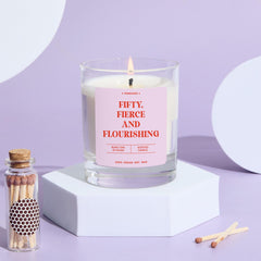 Fabulous 50th Birthday Scented Candle Gift Hello Fifty Present Keepsake for Her Mum Friend Fifty and Fabulous