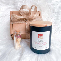First Valentine's Day Scented Candle Gift for Girlfriend Set with Matches Romantic Gift Couple Thoughtful Keepsake Present Our 1st Valentine