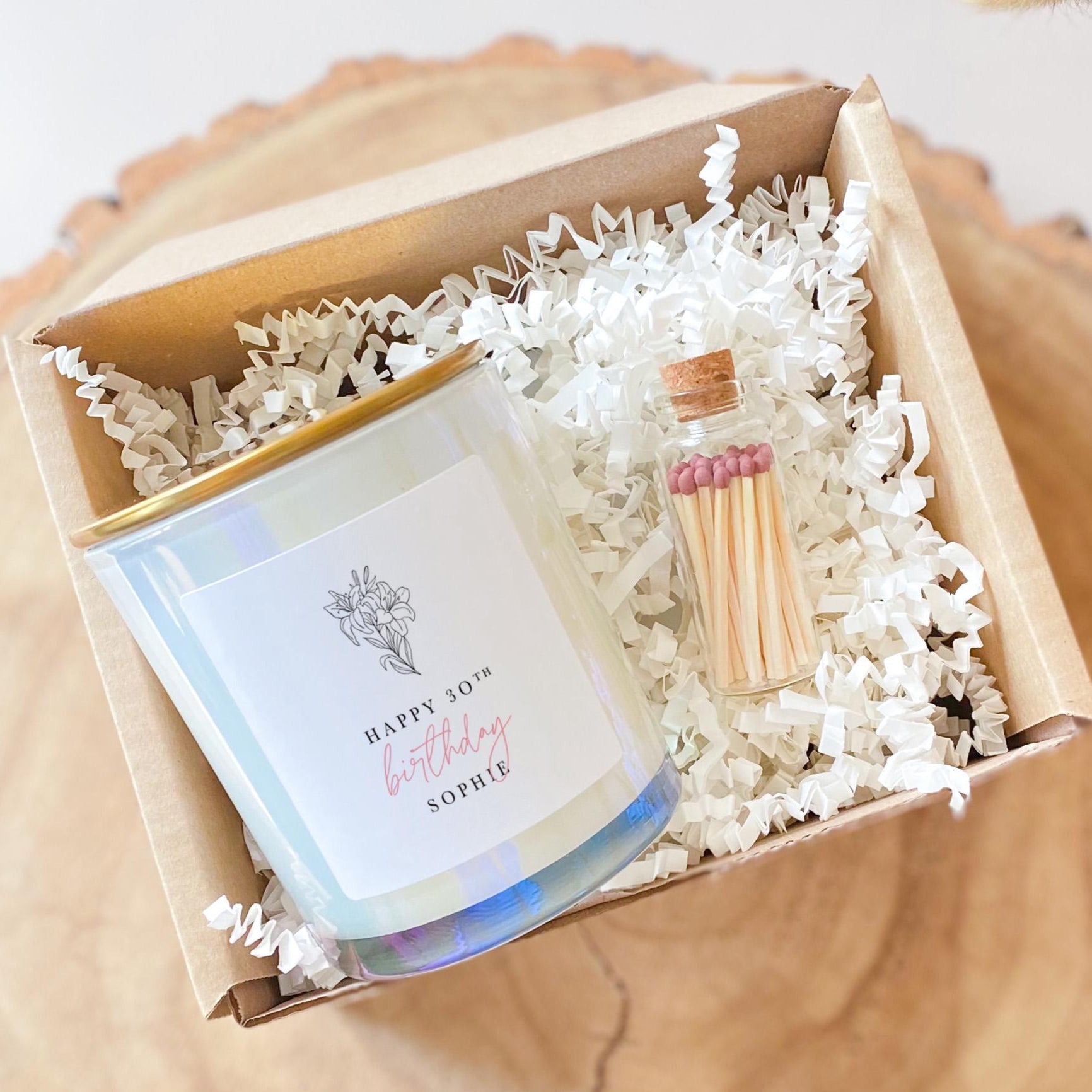 Floral personalised birthday scented candle with metal lid Gift for her best friend 18th 21st 30th 40th 50th 60th 70th Mum Sister Colleague