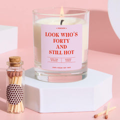 Funny 40th Birthday Candle Gift Celebrate Fabulous Forty with Laughter Fun Keepsake for Her Friend Sister Bestie Mum Vegan Soy Wax Candle