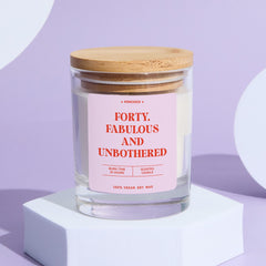 Funny 40th Birthday Scented Candle Gift for Her Vegan Gift Forty and Fabulous Friend Mum Wife Birthday Keepsake