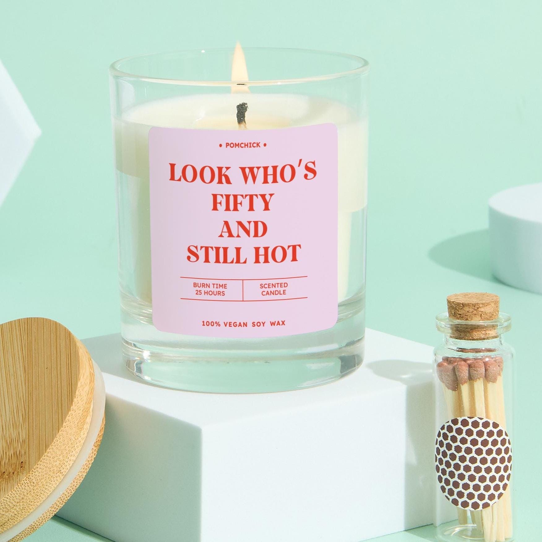 Funny 50th Birthday Candle Gift for Her Fifty and Fabulous Fun Keepsake for Sister Mum Friend Vegan Soy Wax Scented Candle