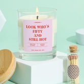 Funny 50th Birthday Candle Gift for Her Fifty and Fabulous Fun Keepsake for Sister Mum Friend Vegan Soy Wax Scented Candle