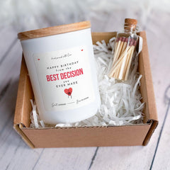 Funny Birthday Candle Gift for Her or Him | From the Best Decision You Ever Made | Cheeky Gift for Partner or Spouse