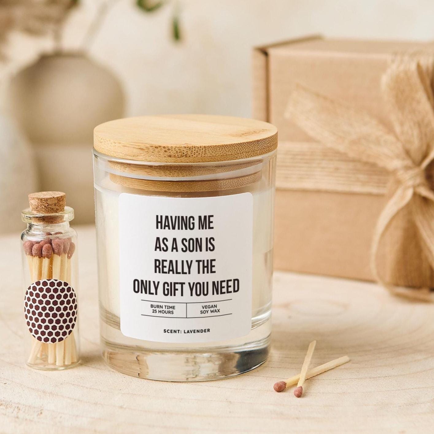 Funny Candle Gift for Mum or Dad from Son Cheeky Birthday Christmas Father's Day Mother’s Day Present Vegan Soy Wax Keepsake