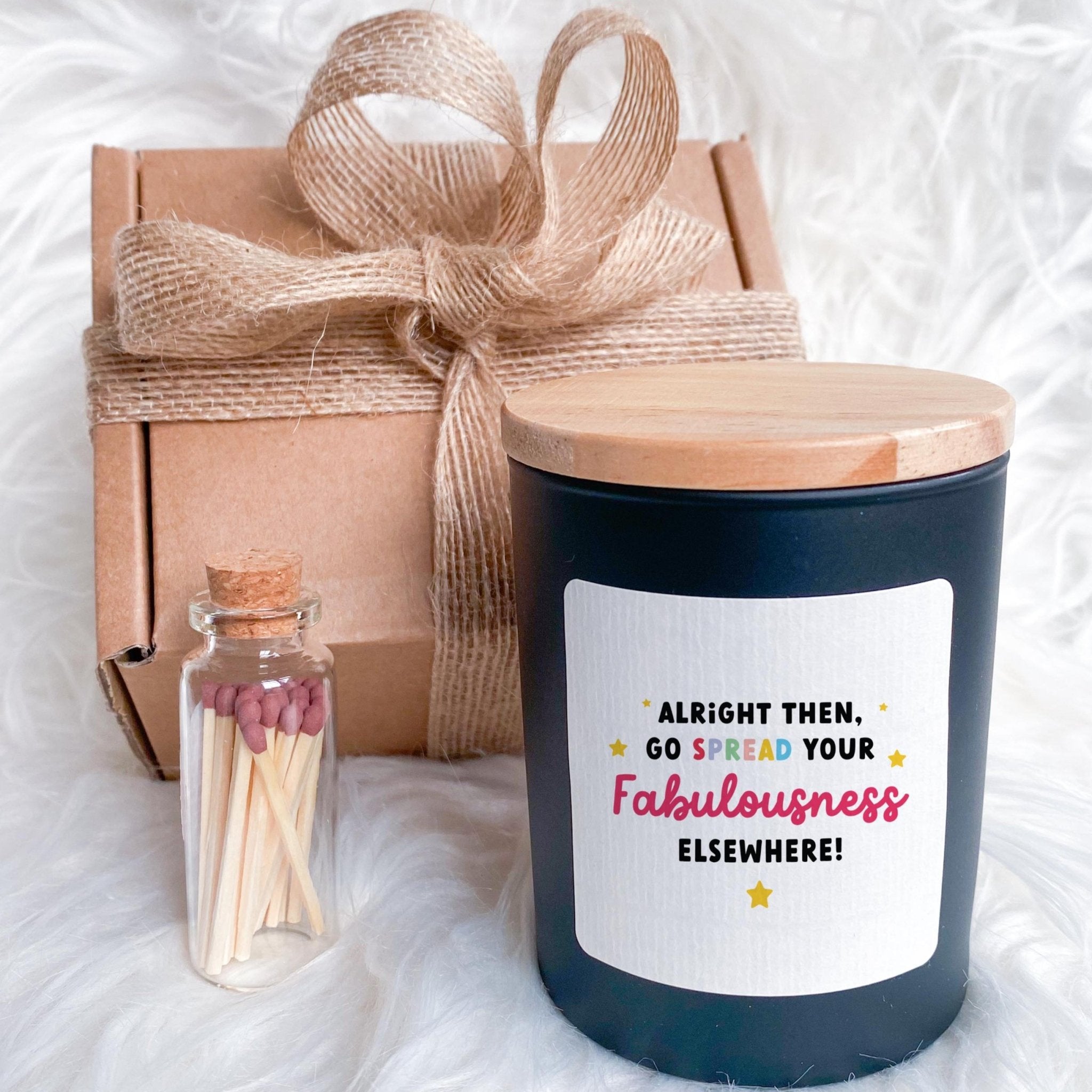 Funny Farewell Candle Gift for Colleague | Go Spread Your Fabulousness | Humorous Leaving Gift for Coworker or Boss | Vegan Friendly