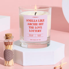 Funny Gift for Bride Scented Candle Gift For Bridal Shower Han Party Smells Like Name Hit the Love Lottery Fun Romantic Vegan Candle Gift