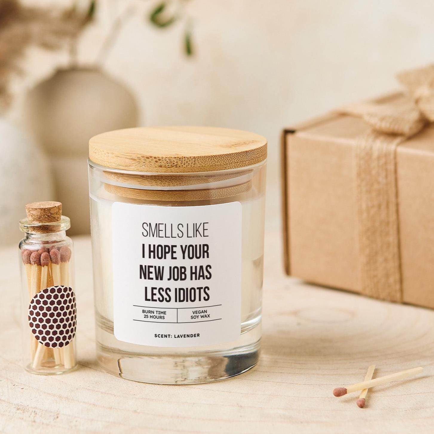 Funny New Job Candle Gift Rude Office Leaving Present for Colleague or Friend Vegan Soy Wax Career Change Gift
