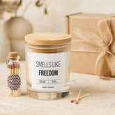 Funny “Smells Like Freedom” Candle Gift – Humorous Divorce Retirement or Graduation Present for Friend Sister Mum or Colleague