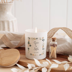 Gift for a Couple Wedding Engagement or Anniversary Scented Vegan Candle Elegant Gift for Couple Bride Groom with Names and Date