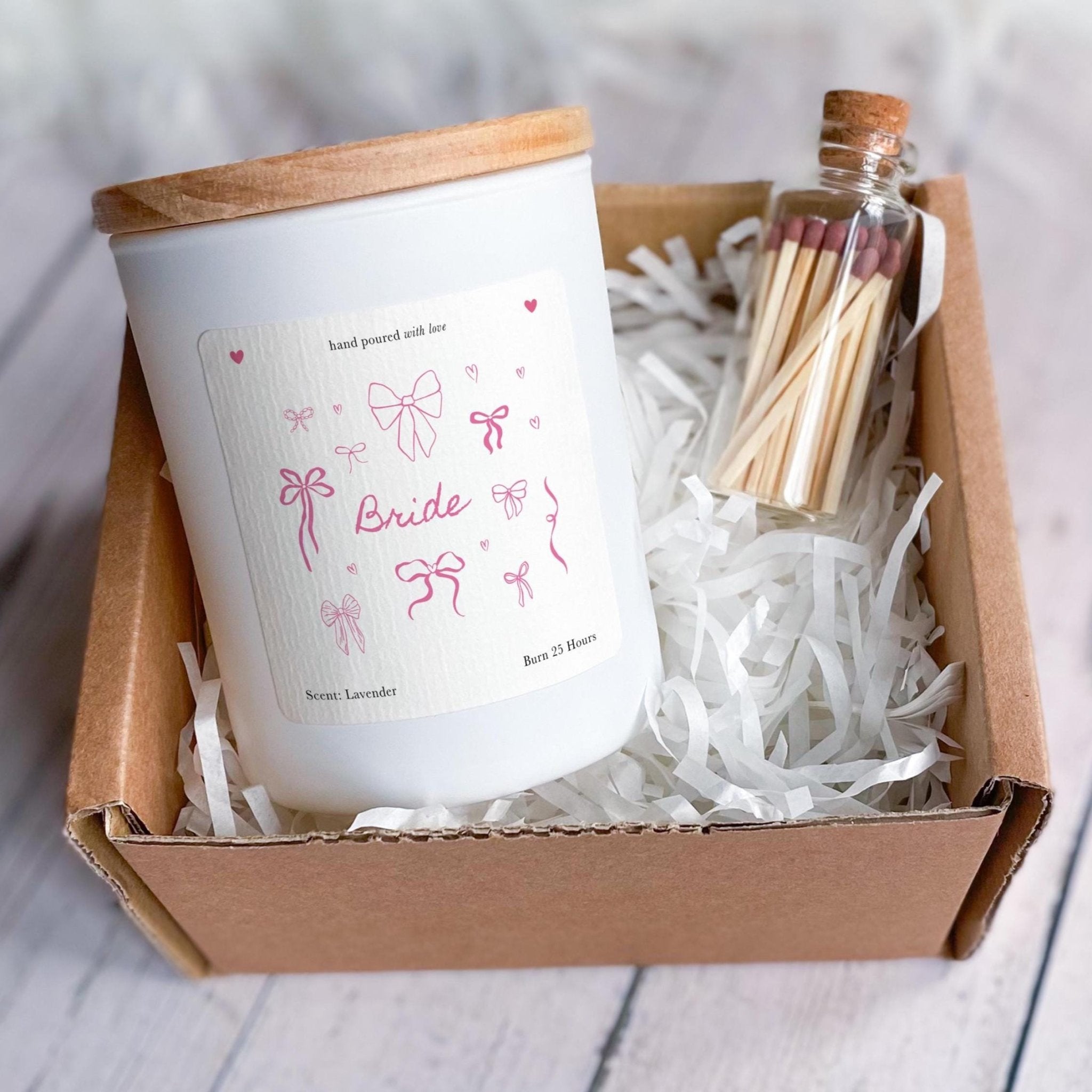 Gift for Bride to - be Scented Candle Gift Set Elegant Wedding Candle for Hen Party Bridal Shower or Engagement Pink Messy Coquette Design