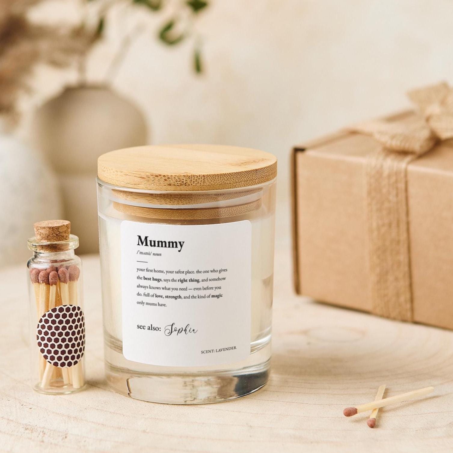 Gift for Mum Personalised Mummy Candle Gift Heartfelt Mum Definition Keepsake for Birthday Christmas Baby Shower Mother’s Day New Mum