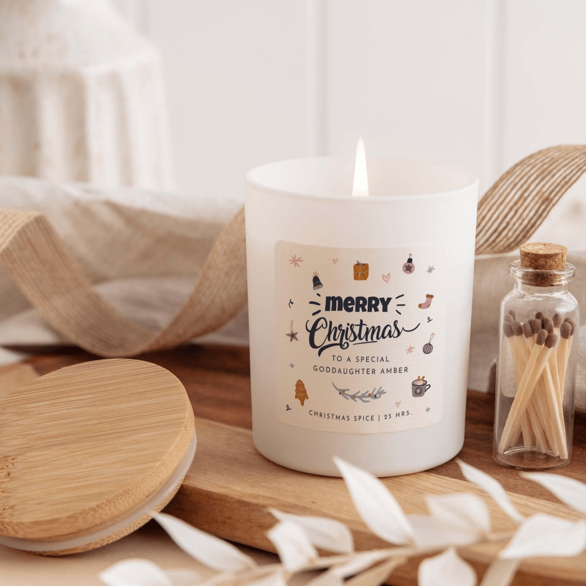 Goddaughter Christmas Gift Personalised Christmas Scented Candle Gift Box for Goddaughter Cosy Stylish Unique Vegan Xmas Present