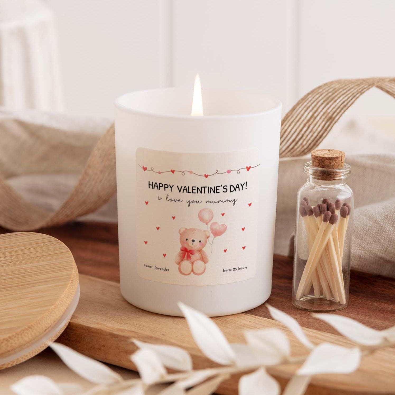 Happy Valentine's Day Candle For Mum FREE GIFT PACKAGE with Matches I Love You Mummy Scented Soy Wax Candle Perfect for Mama Mothers Mummies