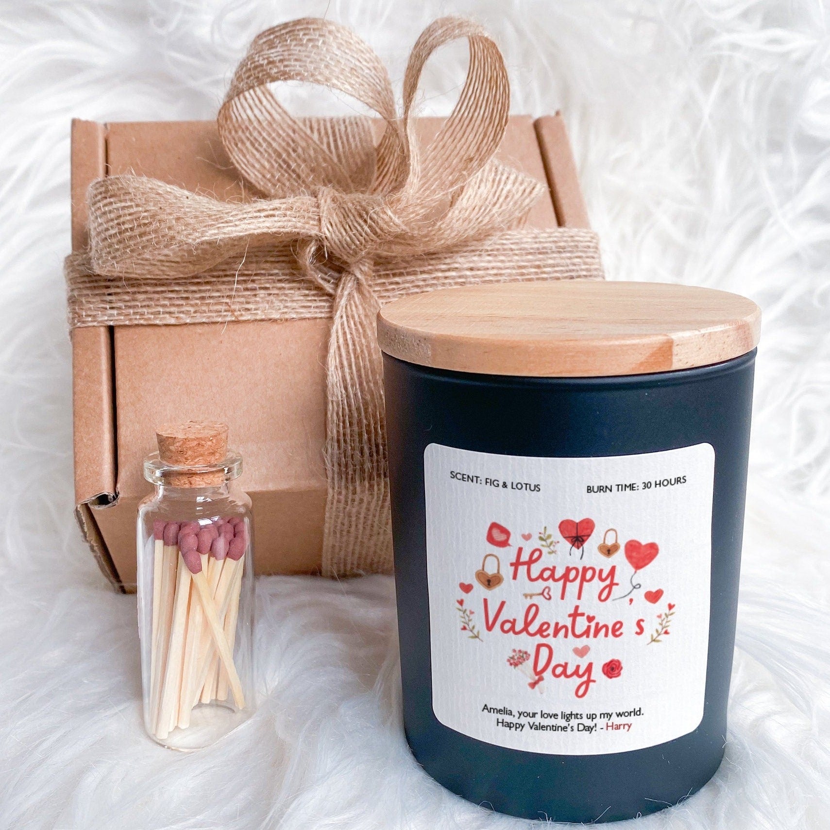 Happy Valentine's Day Candle Gift for Her Gift for Him Soy Wax Candle Vegan Valentines Gift for Wife Girlfriend Husband Fiancee Newlywed