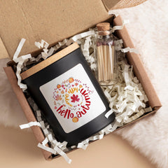 Hello Autumn scented candle Fall Birthday Gift for Her Cosy Autumn Decor Pumpkin Spice Lover Gift Idea FREE gift box & mini matches included