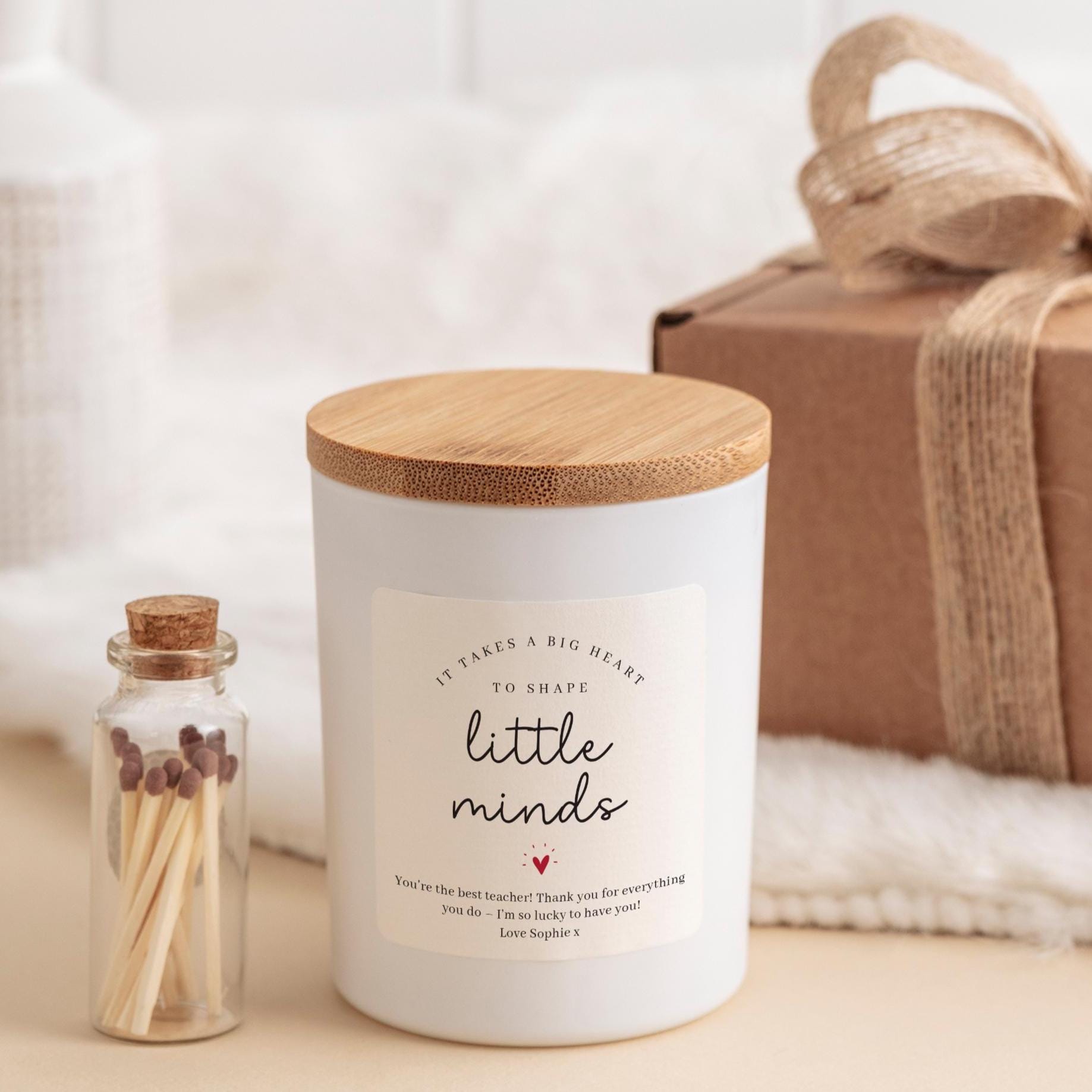 It Takes a Big Heart Teacher Candle Gift End of Term Thank You Keepsake for Nursery or Primary Teacher Appreciation Vegan Soy Wax Gift Set